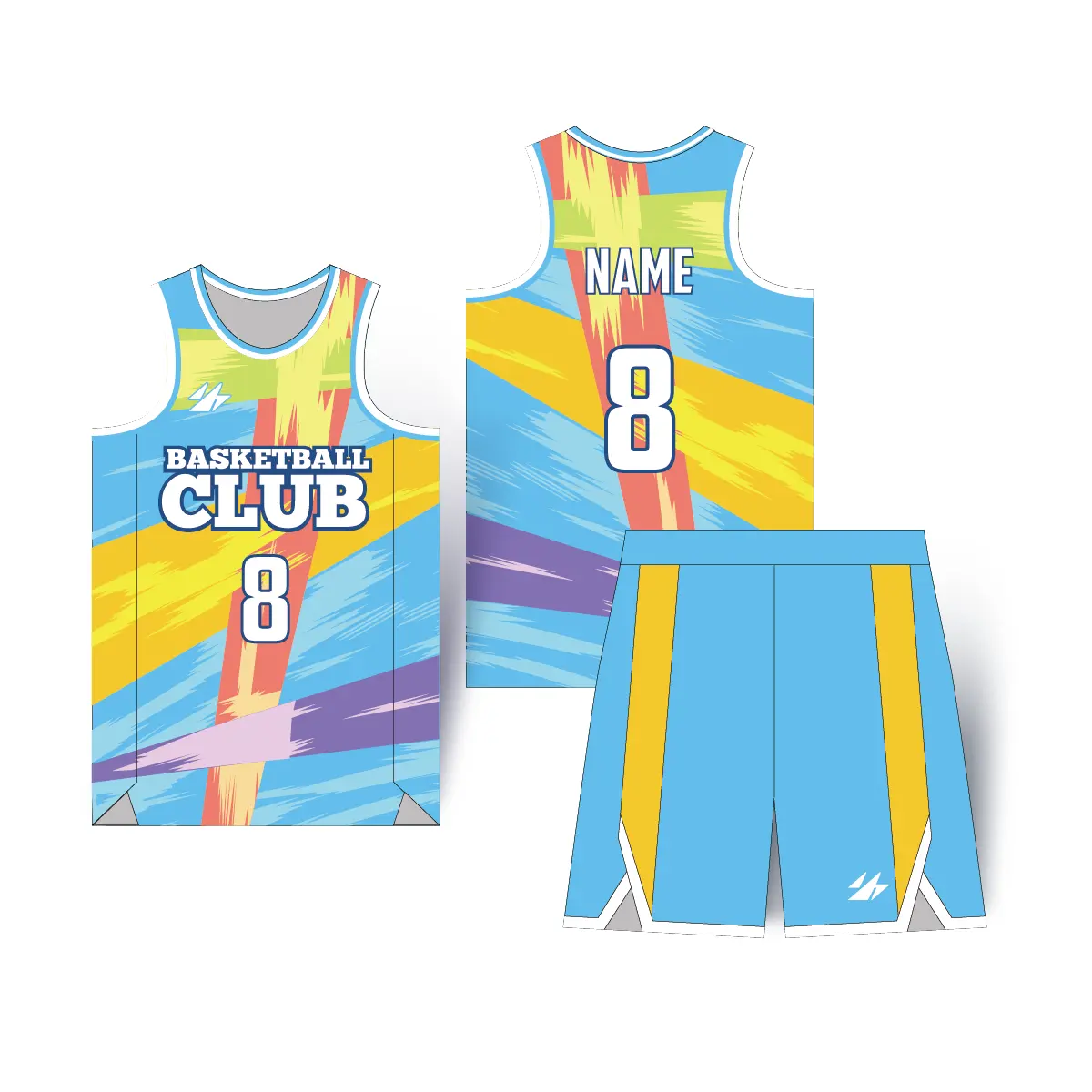 Picture of Customizable Basketball Jersey Shorts Plus Size Breathable Feature Blank for Team Name