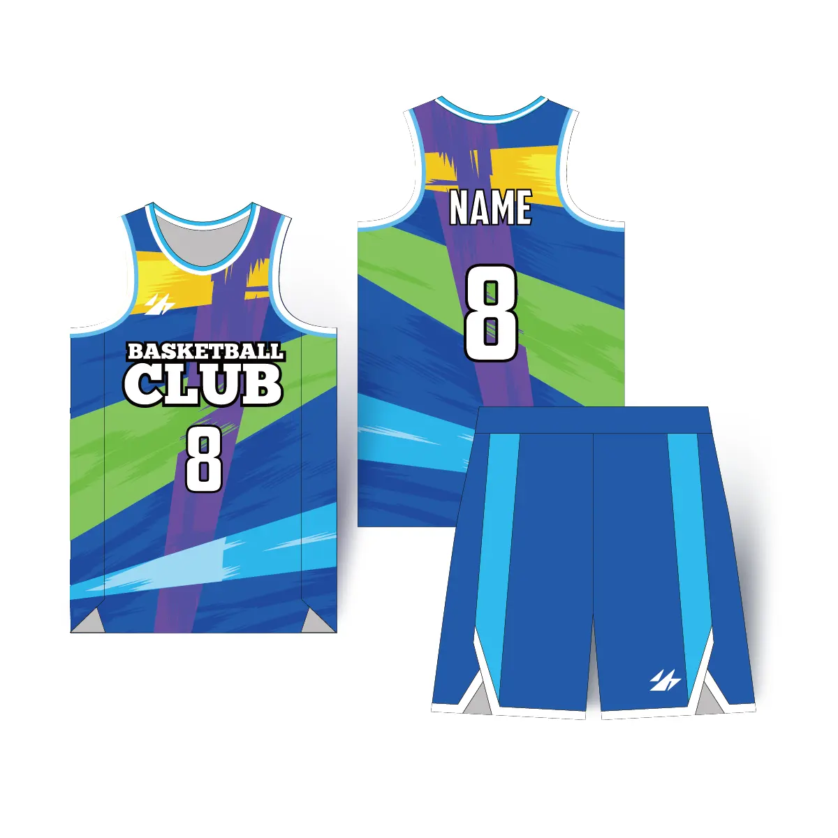 Picture of Customizable Basketball Jersey Shorts Plus Size Breathable Feature Blank for Team Name